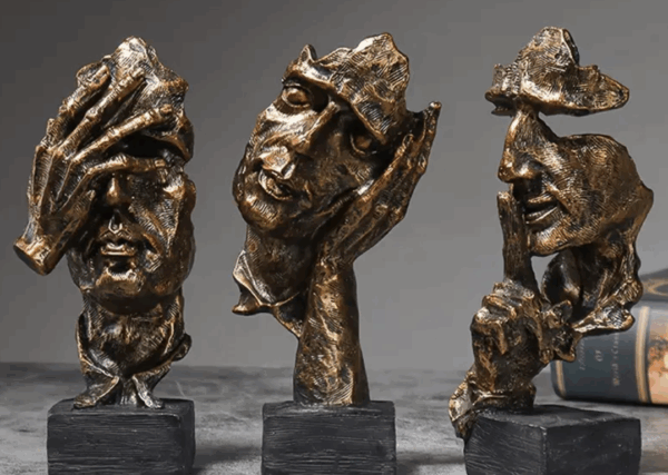 Hear No Evil, See No Evil Miniature Figurines - Copper