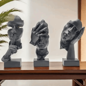 Hear No Evil, See No Evil Miniature Figurines - Grey