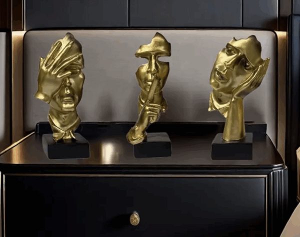 Hear No Evil, See No Evil Miniature Figurines - Gold